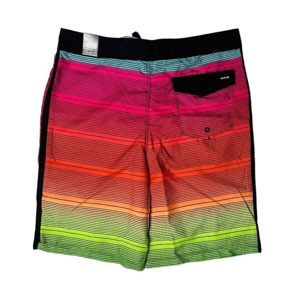 Hurley Boys Multi Color Stripe Board Shorts Swim Suit Size 16 (28) NWT - Picture 8 of 8